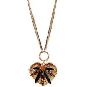 Betsey Johns Gold-Tone Leopard Heart Locket Pendan